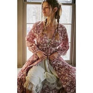 NWT Free People Ethereal Dainty Cottage Pappiet Midi Dress Rose Maxi Top Small